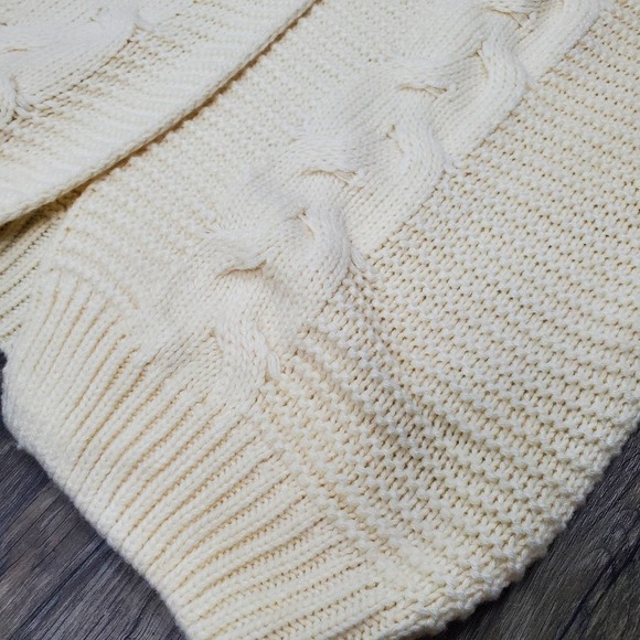 Pinstory Cream Knit Open Front Cardigan Sweater Size Small - Picture 3 of 6